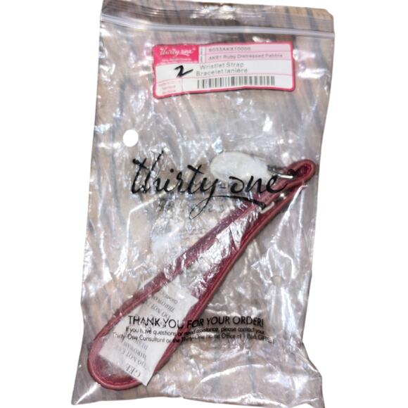 Thirty One Wristlet Strap In RUBY Distressed Pebble 3/4”w X 6.5”L New - Picture 1 of 3